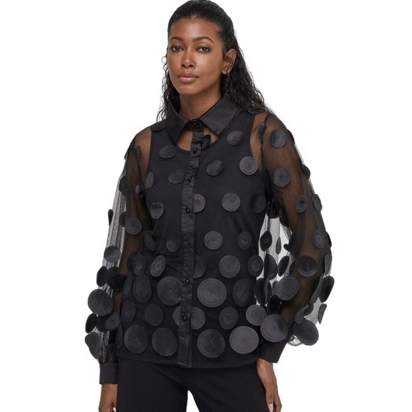 Women’s Gracia Mesh Splicing Button-Down Top